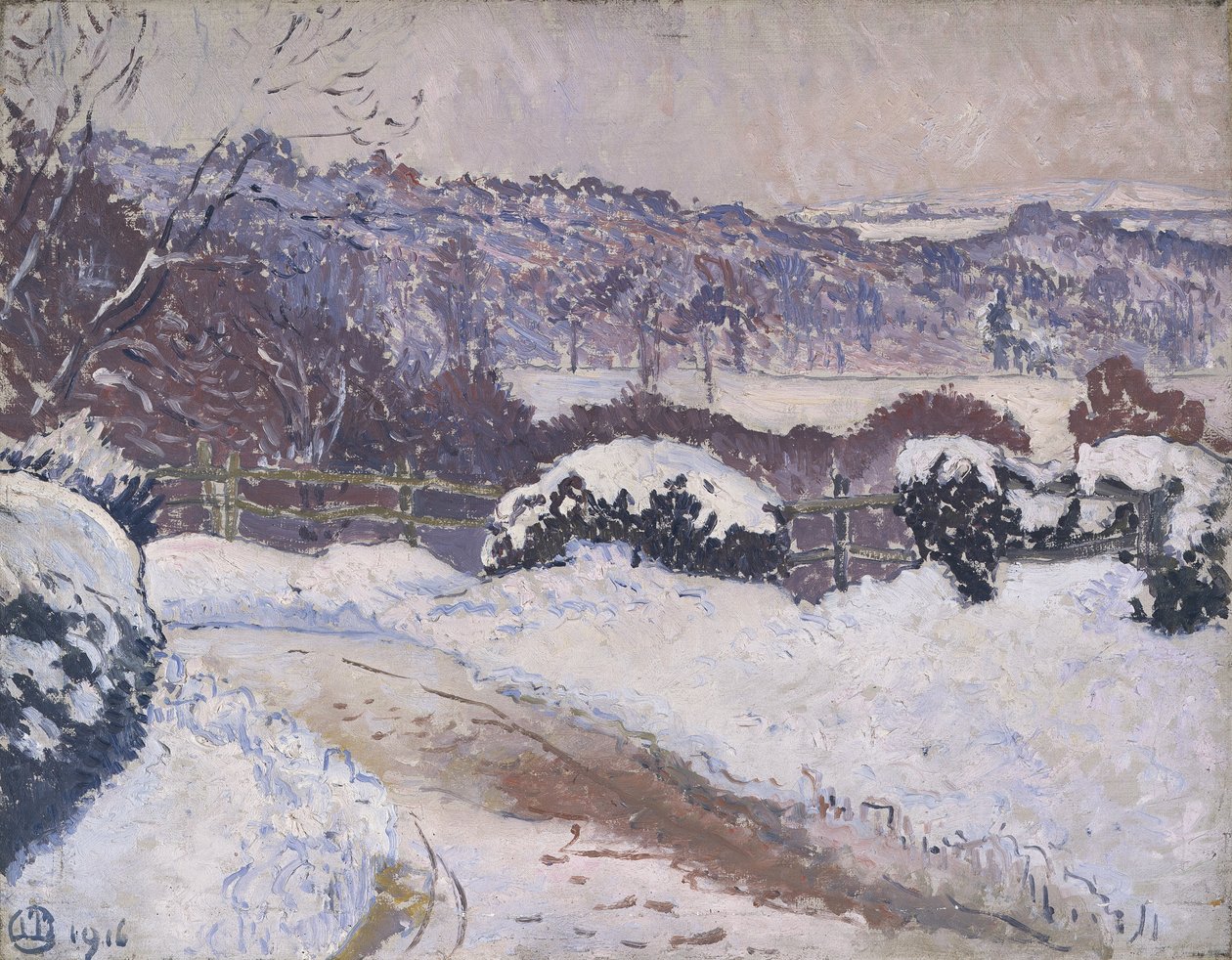 A Dorking Road, Coldharbour, hóban alkotó: Lucien Pissarro