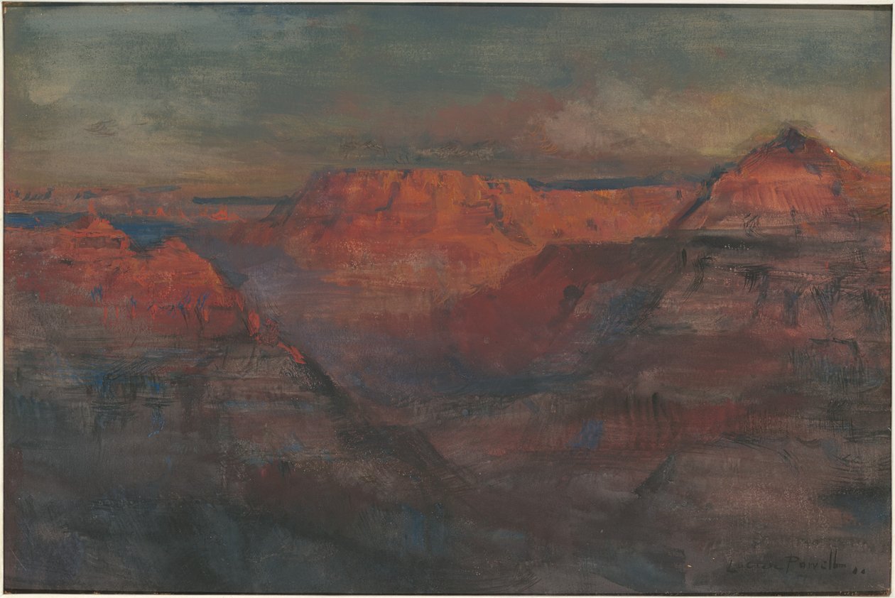 The Afterglow, Grand Canyon, Arizona, 1904 körül (v/c és gouache kartonon) alkotó: Lucien Whiting Powell