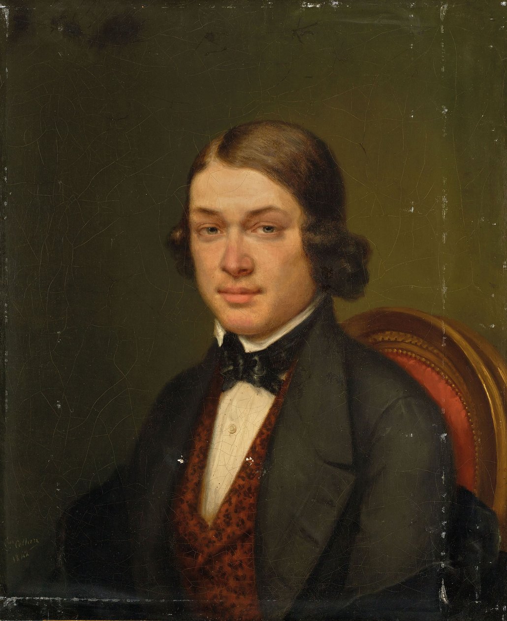 Robert Schumann zeneszerző portréja 1810-1856, 1842. alkotó: Lucienne Collière