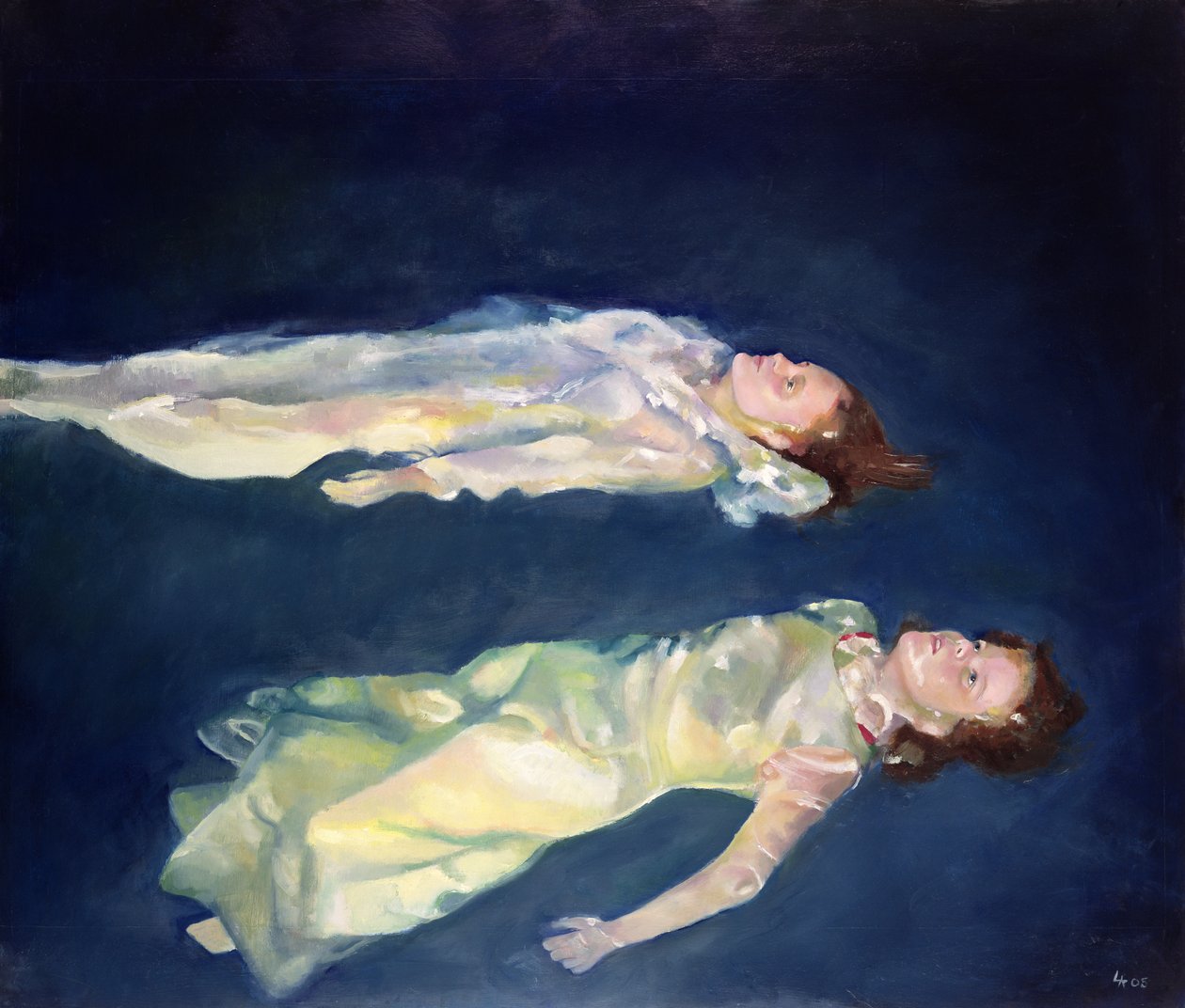 Két lebegő lány, 2004 (olaj, tábla) alkotó: Lucinda Arundell