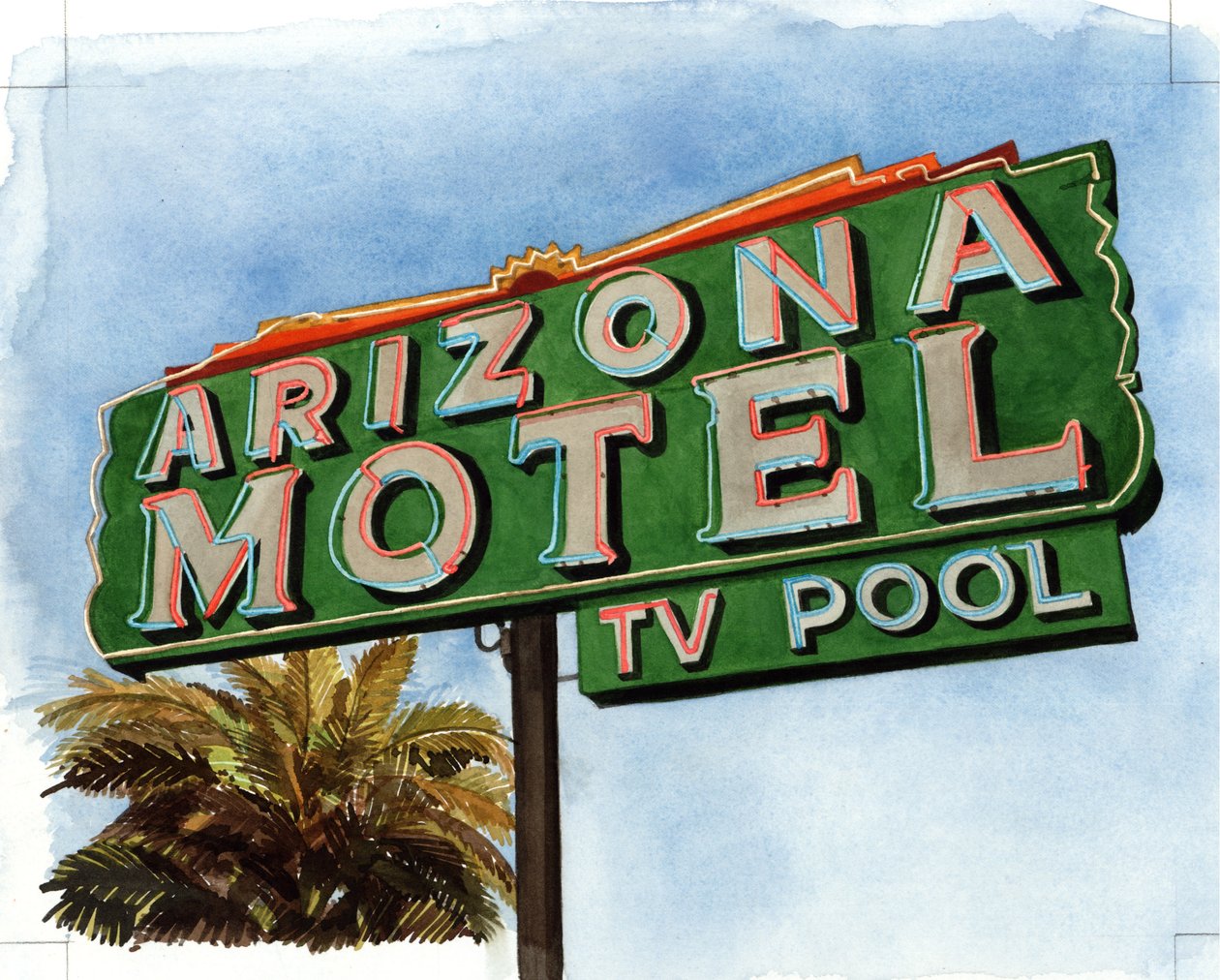 Arizona Motel a 6th Avenue-n, 2004 (wc papíron) alkotó: Lucy Masterman