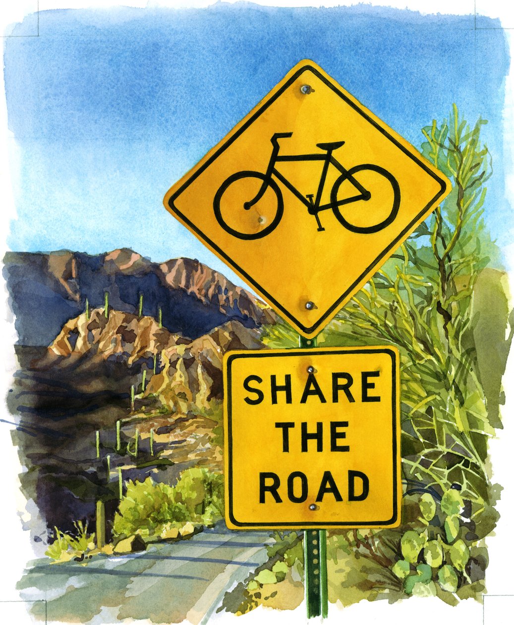 Share the Road, Gates Pass, 2004 (wc papíron) alkotó: Lucy Masterman