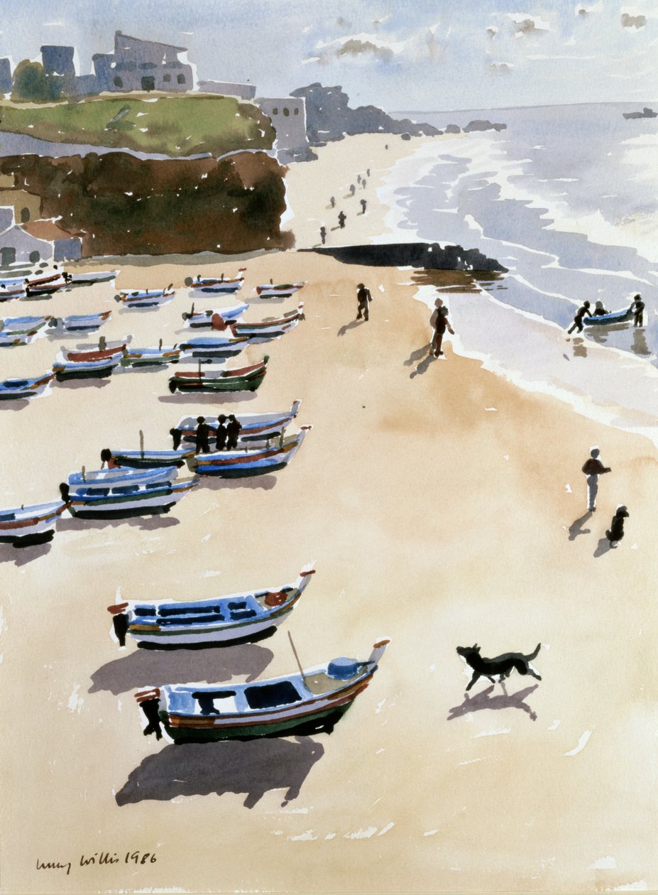 Boats on the Beach, 1986 (akvarell, papír) alkotó: Lucy Willis