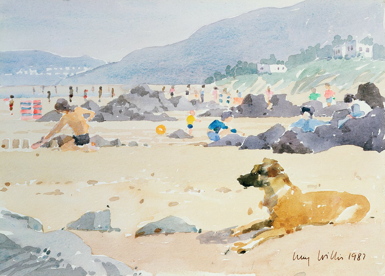 Kutya a tengerparton, Woolacombe, 1987 (wc papíron) alkotó: Lucy Willis