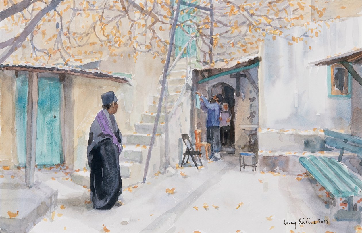 Etiópok a Szent Sír-templomról, Jeruzsálem, 2019 (papír nélkül) alkotó: Lucy Willis