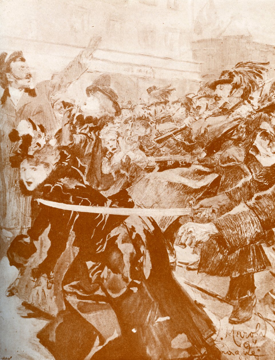 Demonstráció (Prága 1897)- Cseh karikatúra alkotó: Ludek or Ludwig (after) Marold