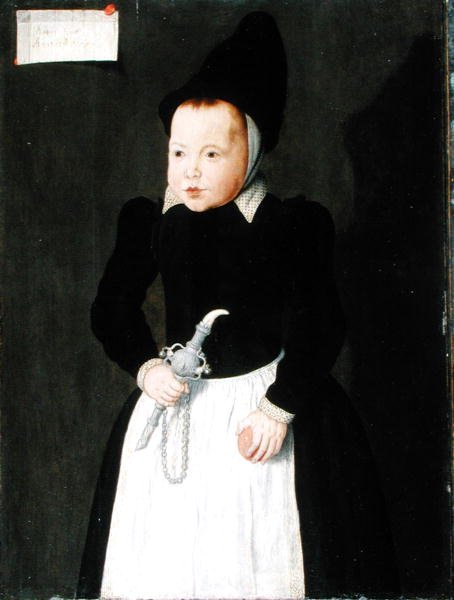 Egy Rinkelbelt tartó gyermek portréja (olaj, tábla) alkotó: Ludger Tom the Younger Ring