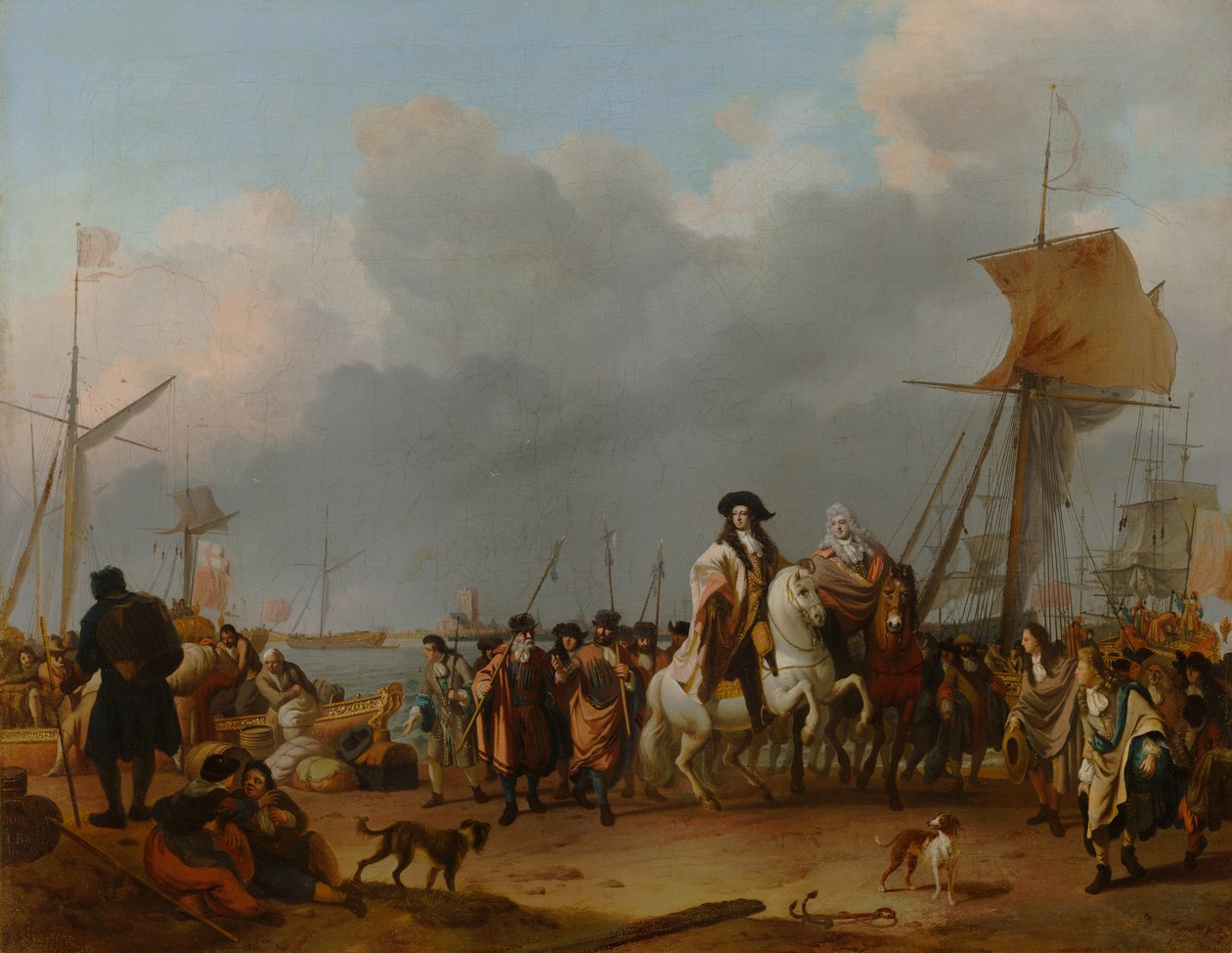 Stadholder-III. Willem király (1650-1702) érkezése Oranjepolderbe 1691. január 31-én alkotó: Ludolf Backhuysen