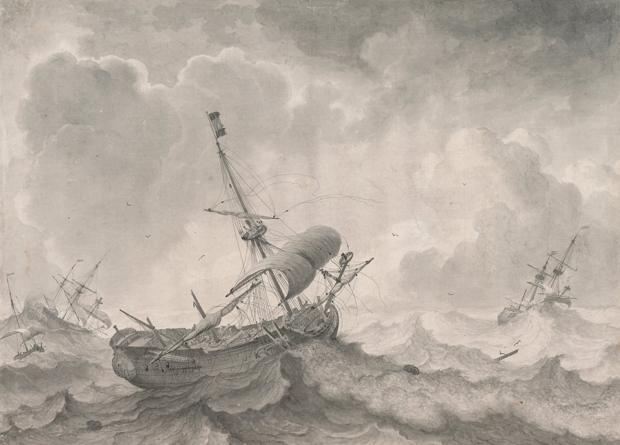 Hajók a viharos tengeren, 1698 alkotó: Ludolf Bakhuizen