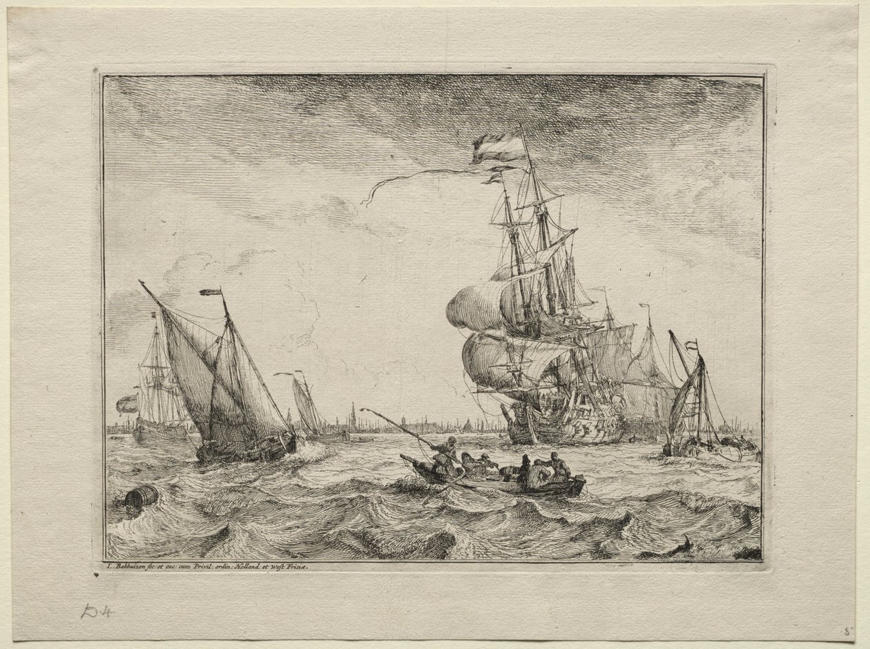 Teljes vitorla alatt hajók, 1701. alkotó: Ludolf Backhuysen