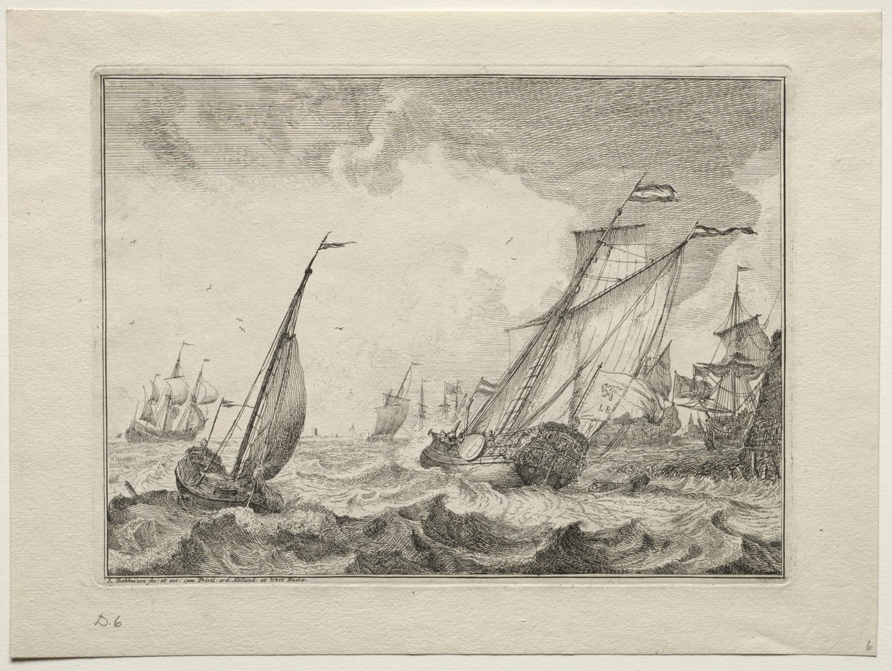 Hajók egy Gale-ban, 1701. alkotó: Ludolf Backhuysen