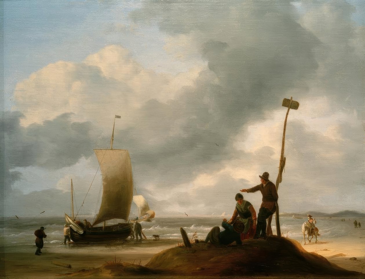 Strand halászhajókkal alkotó: Ludolf Backhuysen