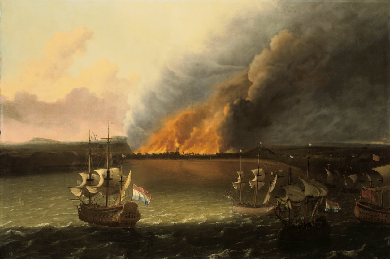 Tengeri táj tűzzel a távolban, 1667 alkotó: Ludolf Backhuysen I
