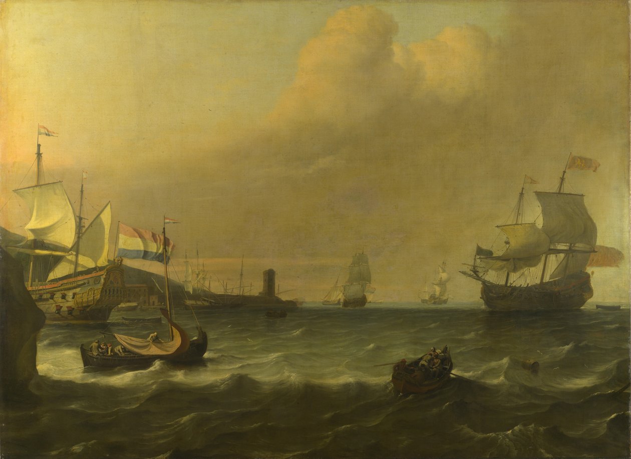 Holland harcosok belépnek egy mediterrán kikötőbe, 1681 alkotó: Ludolf Bakhuizen