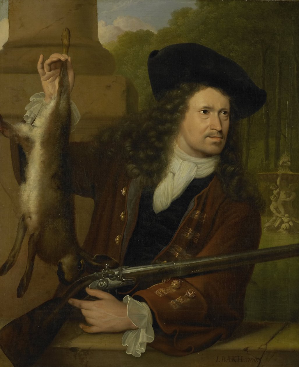 Jan de Hooghe (1650-1731). Anna de Hooghe unokatestvére, lövöldözéshez öltözve alkotó: Ludolf Bakhuysen