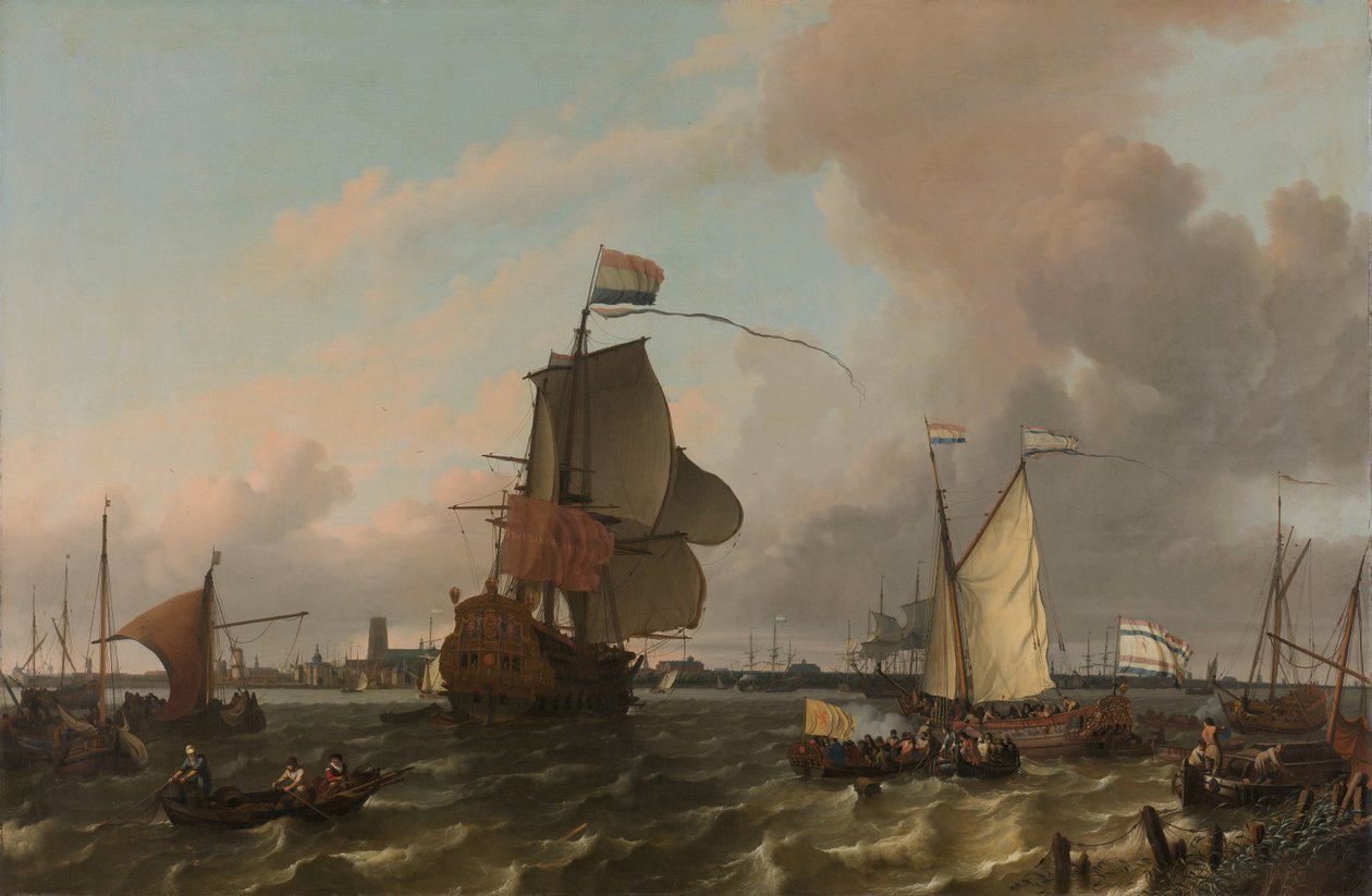 A Man-of-War Brielle a Maas folyón, Rotterdam mellett A "Brielle" fregatt a Maason Rotterdam mellett alkotó: Ludolf Bakhuysen