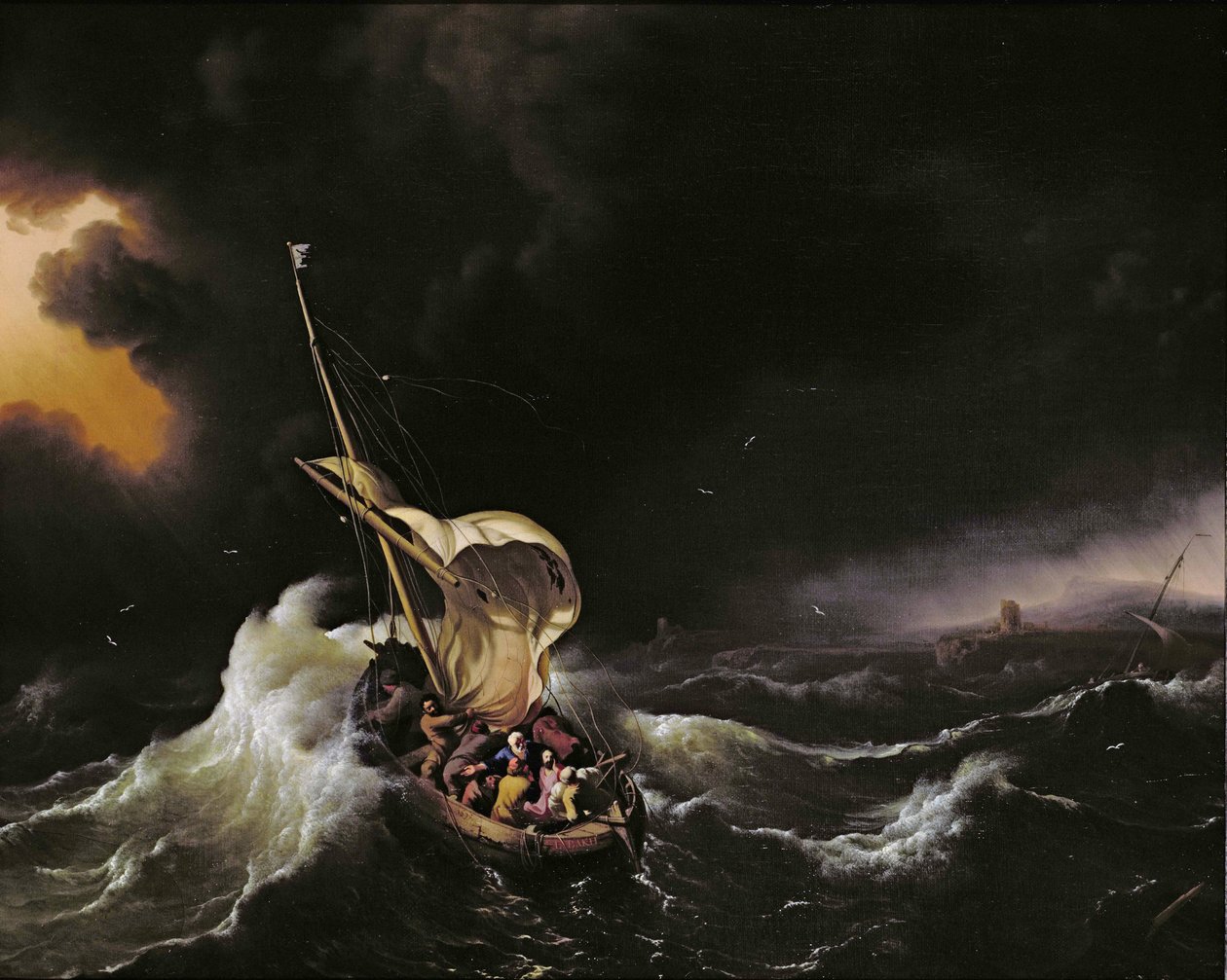 Krisztus a viharban a Galileai-tengeren alkotó: Ludolf I Backhuysen