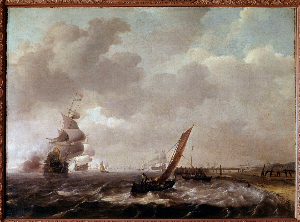 A tenger a hollandiai Heldernél Ludolf Backhuysen (1631-1708) festménye alkotó: Ludolf I Backhuysen