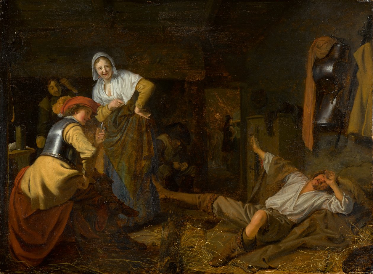 Katonák a Reveille-nél, 1650 körül (olaj a panelen) alkotó: Ludolf de Jongh