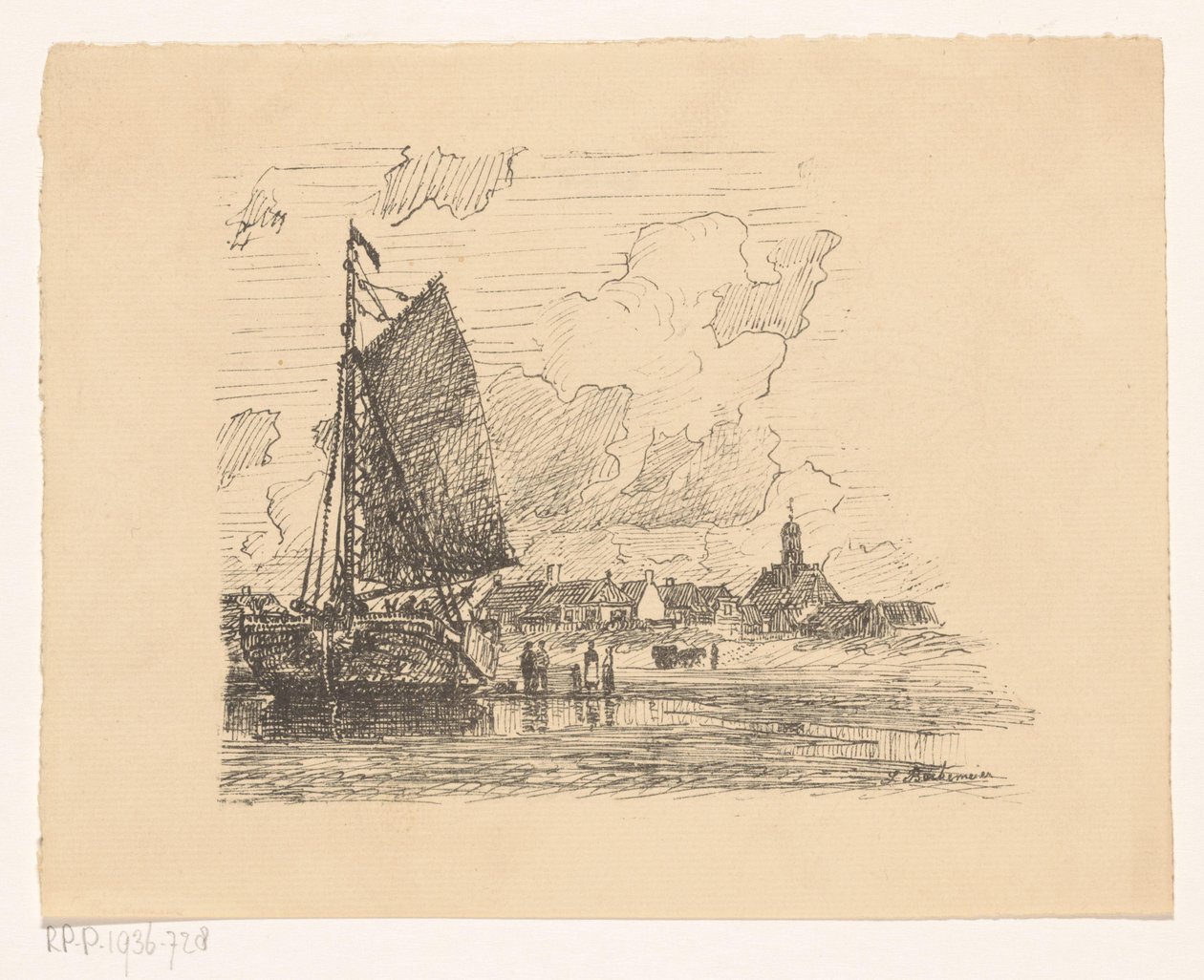 Bomschuit Noordwijk aan Zee tengerpartján alkotó: Ludolph Berkemeier (signed by artist)