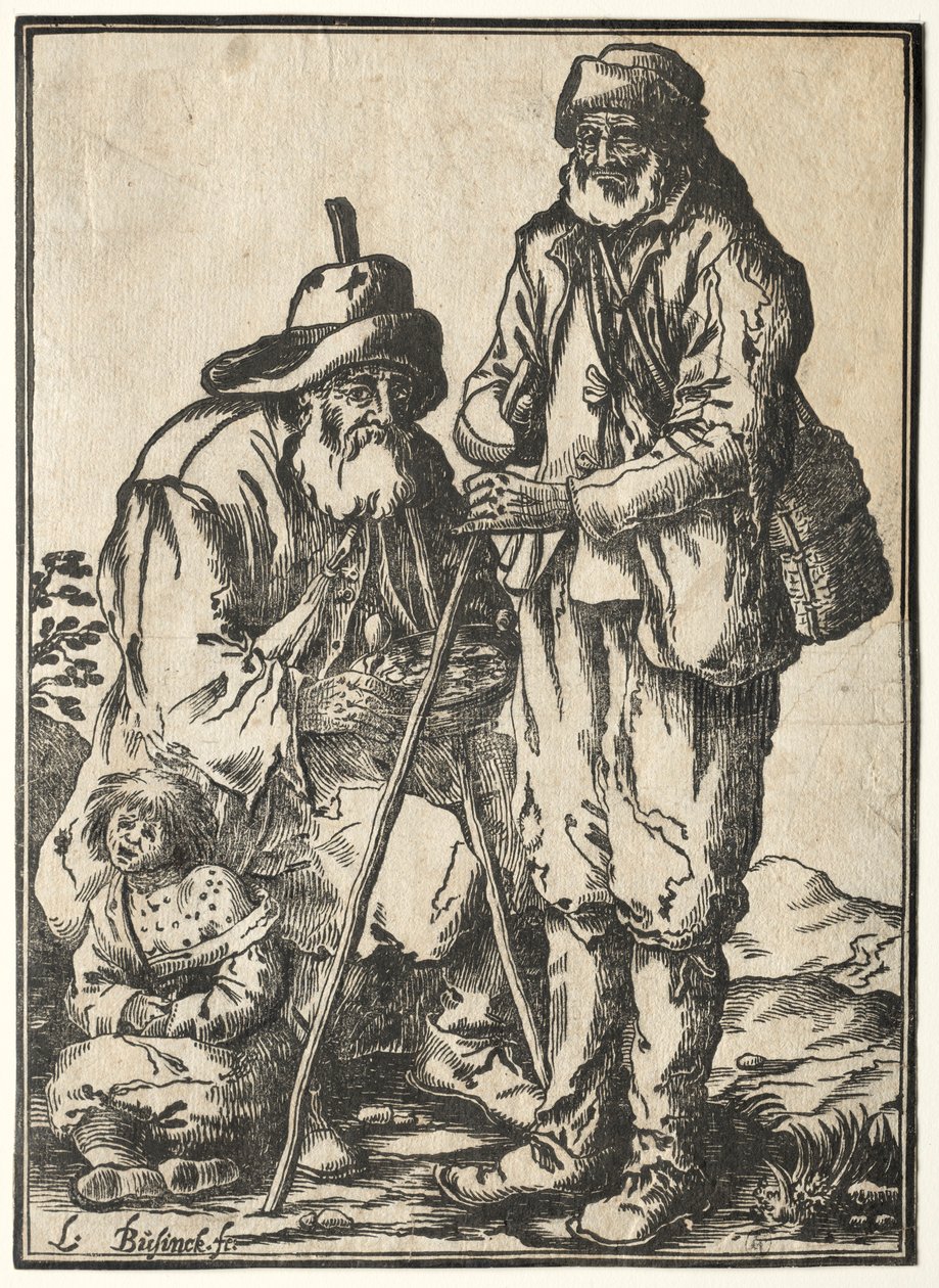 Két koldus és a leprás gyermek. alkotó: Ludolph Büsinck