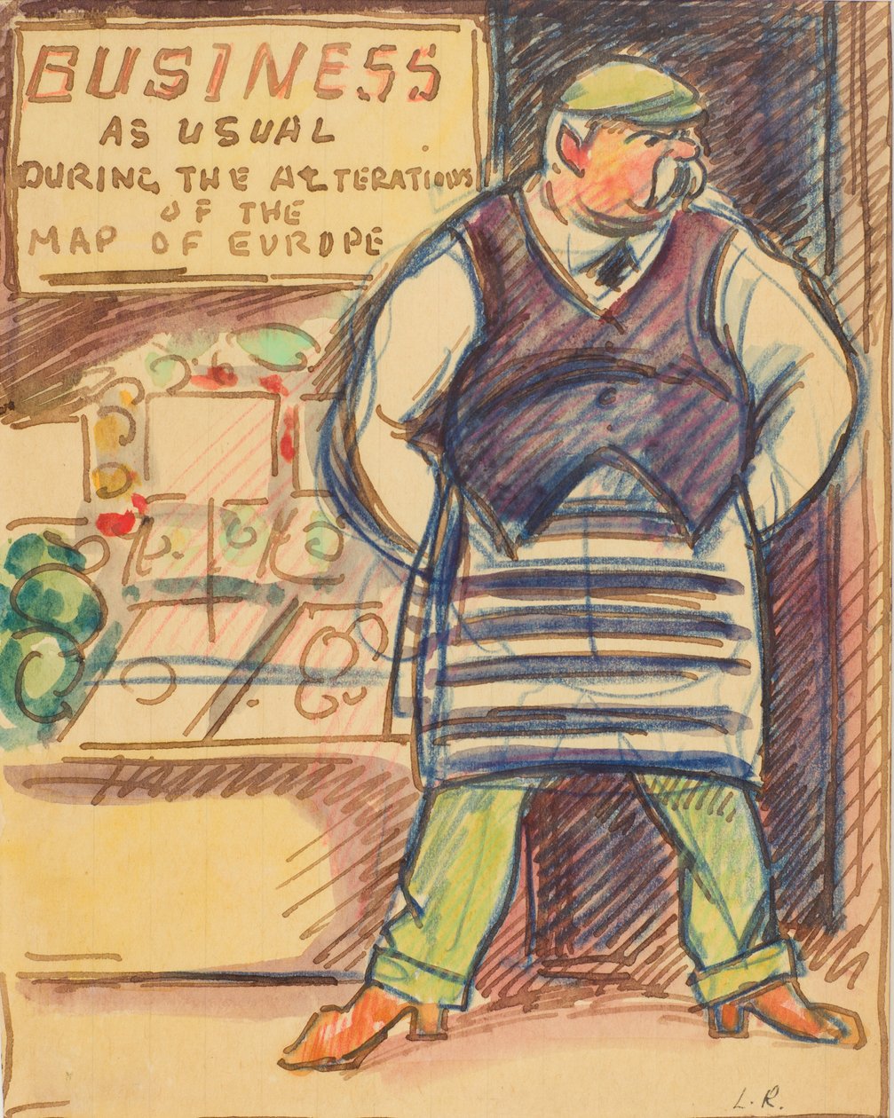 Az Európa-térkép átalakítása során, 1915 körül (akvarell, papír) alkotó: Ludovic Rodolphe Pissarro