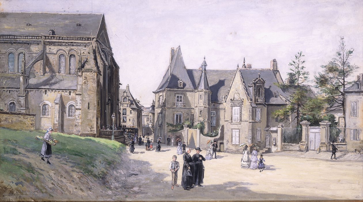 A Kisfalu tér; La Petite Place du Village, 1870 alkotó: Ludovic Piette