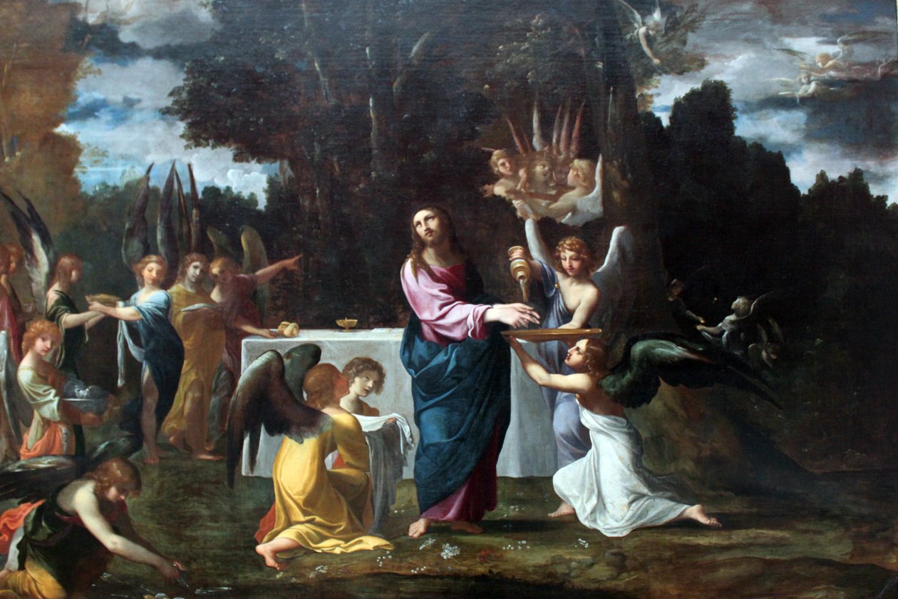 Jézus a sivatagban, angyalok szolgálják alkotó: Ludovico Carracci