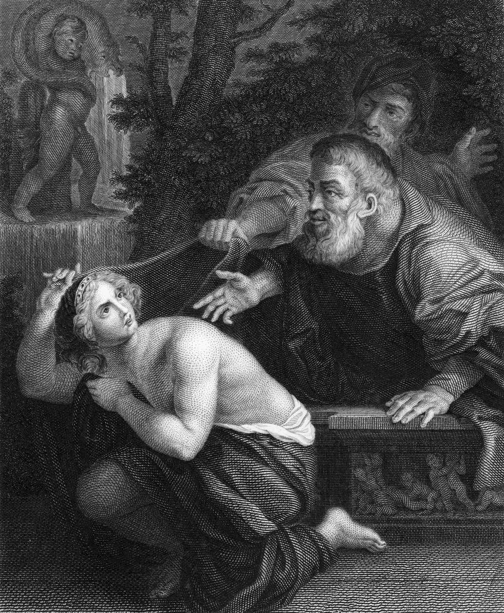Susannah és az öregek (metszet) alkotó: Ludovico (after) Carracci
