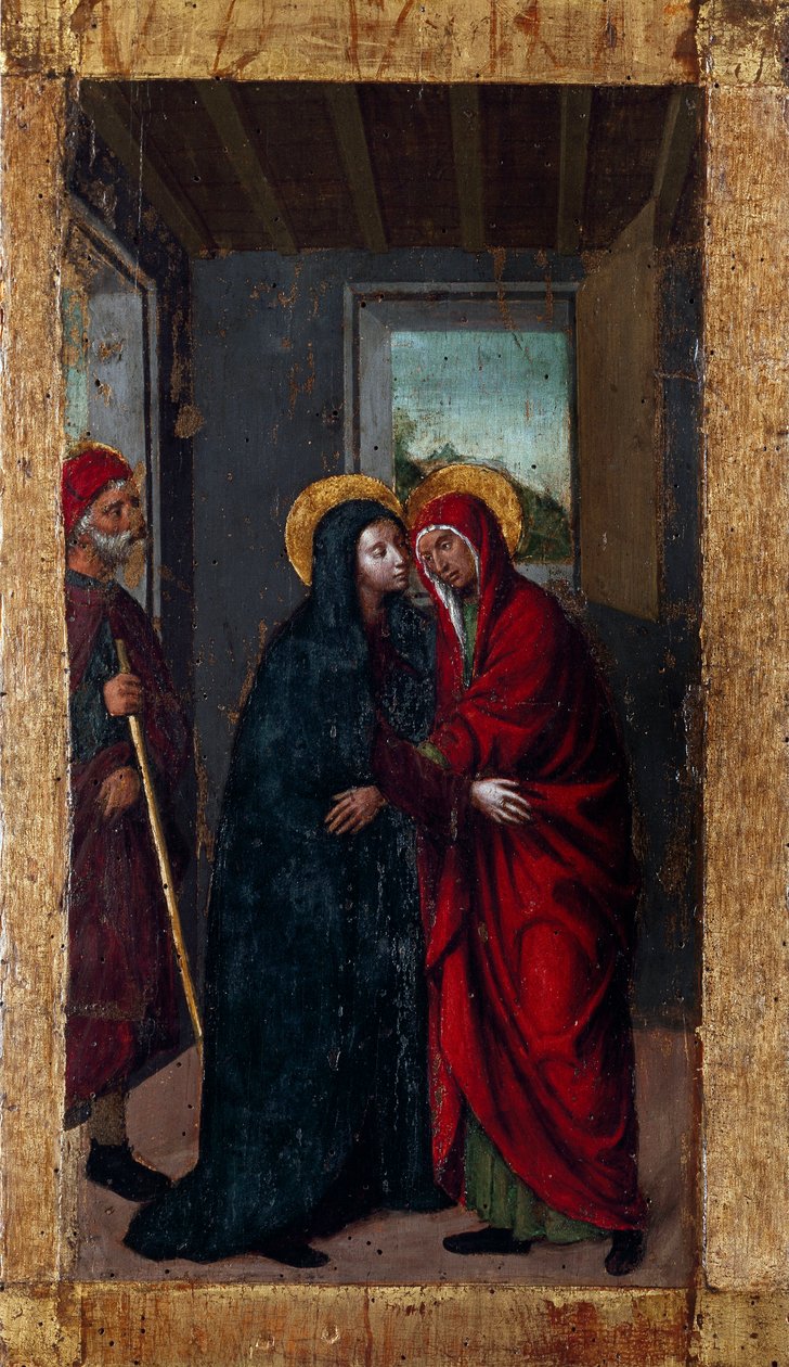A Szűz élete: "" Látogatás"" Sorozat "" A rózsafüzér rejtelmei"" Ludovico Brea (Louis Brea) festménye fára (1450-1523) 1512-1513 Taggia, Museo del Convento di San Domenico Olaszország alkotó: Ludovico Brea