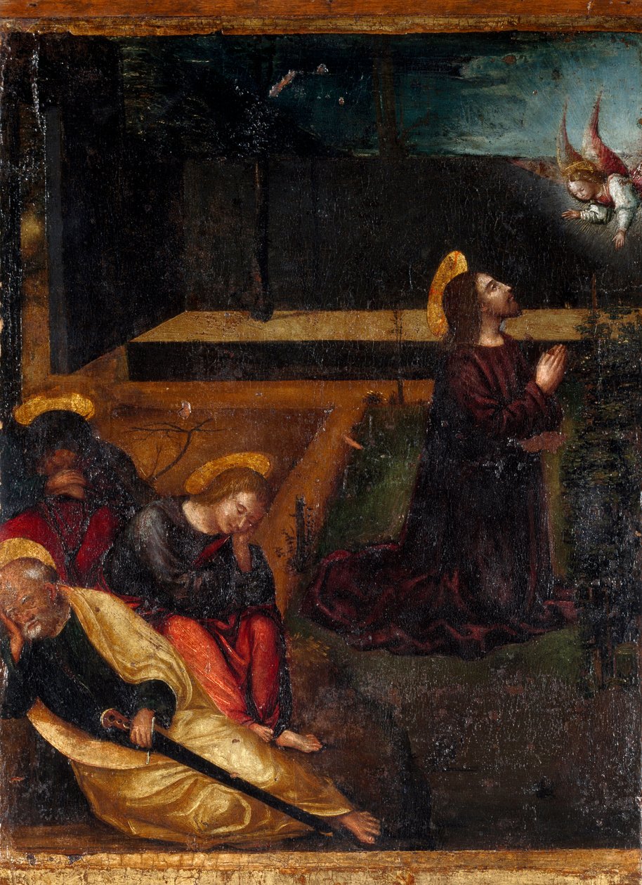 Imádság az olajfák kertjében A rózsafüzér 15 misztériumának sorozata. Ludovico Brea (Louis Brea) fafestménye (1450-1523) 1512-1513 Taggia, Museo del Convento di San Domenico, Olaszország alkotó: Ludovico Brea