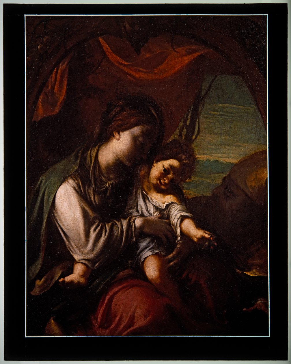 A Madonna és gyermeke Szent Antal Abbottal (panel) alkotó: Ludovico Carracci