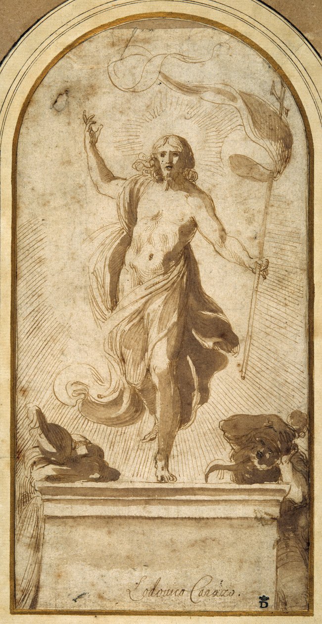 The Resurrection (toll és barna tinta barna mosással) alkotó: Ludovico Carracci