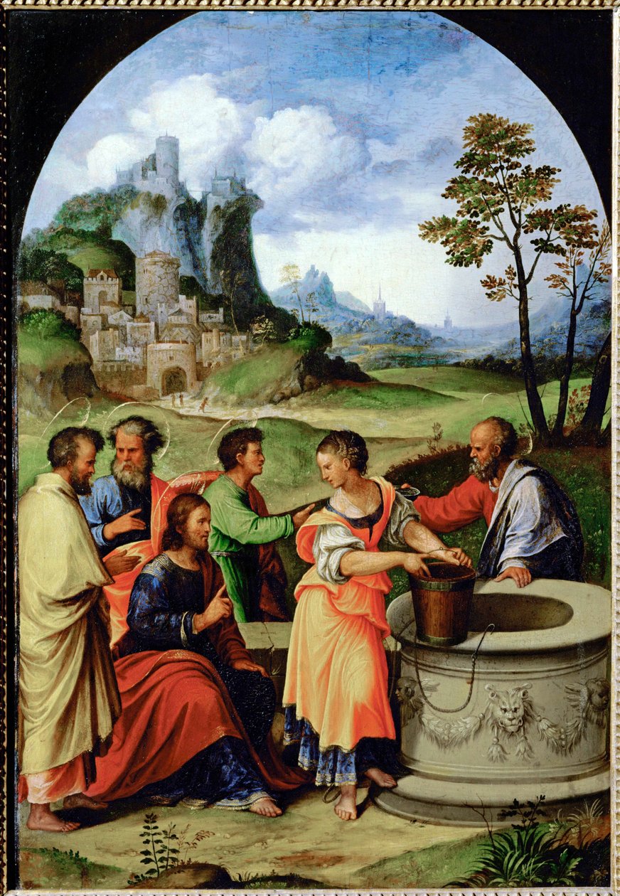 Krisztus és a samáriai asszony alkotó: Ludovico Mazzolino