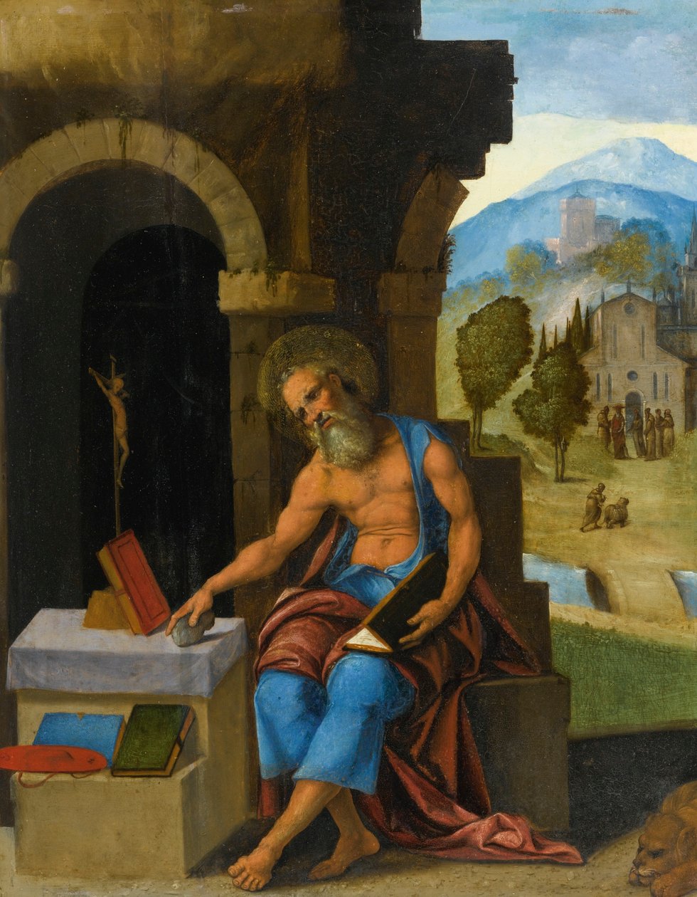 Szent Jeromos elmélkedésben alkotó: Ludovico Mazzolino