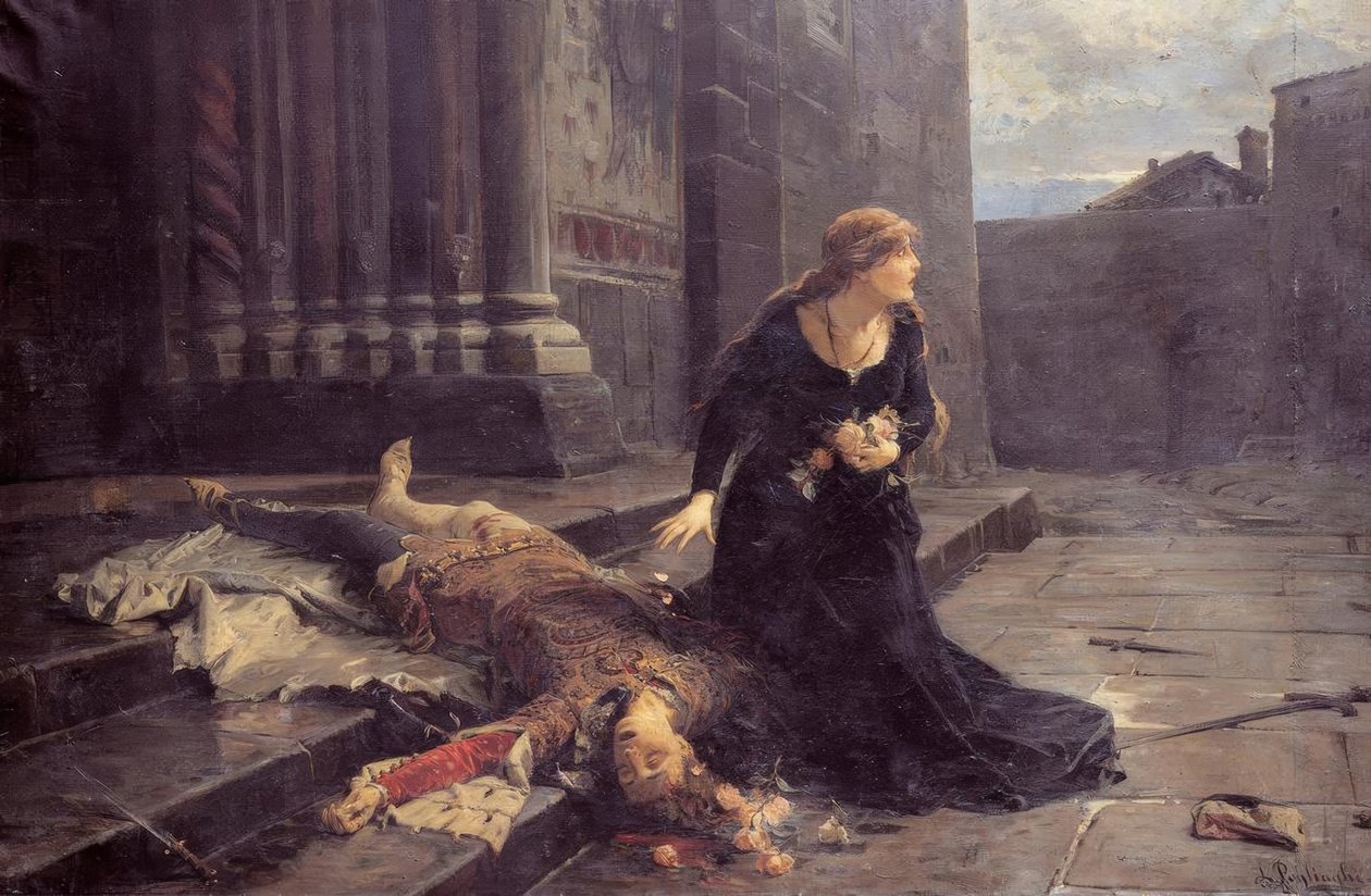 Gianmaria Visconti halála a milánói s.Gottardo templom előtt alkotó: Ludovico Pogliaghi