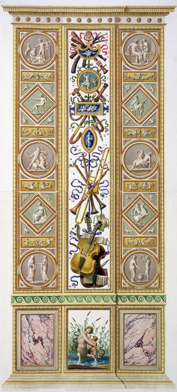 Panel a vatikáni Raphael Loggia táblájáról, Ioannes Volpato metszetével, 1770 körül (rézmetszet, később kézzel színezett) alkotó: Ludovicus Tesio Taurinensis