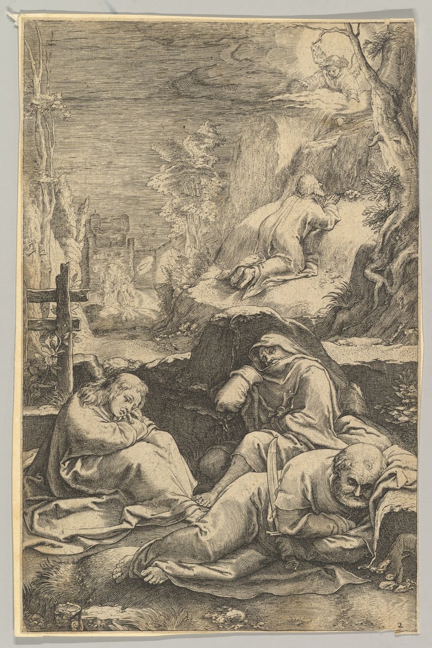 Az agónia a kertben, Krisztus szenvedéséből, kb. 1623. alkotó: Ludovicus Siceram