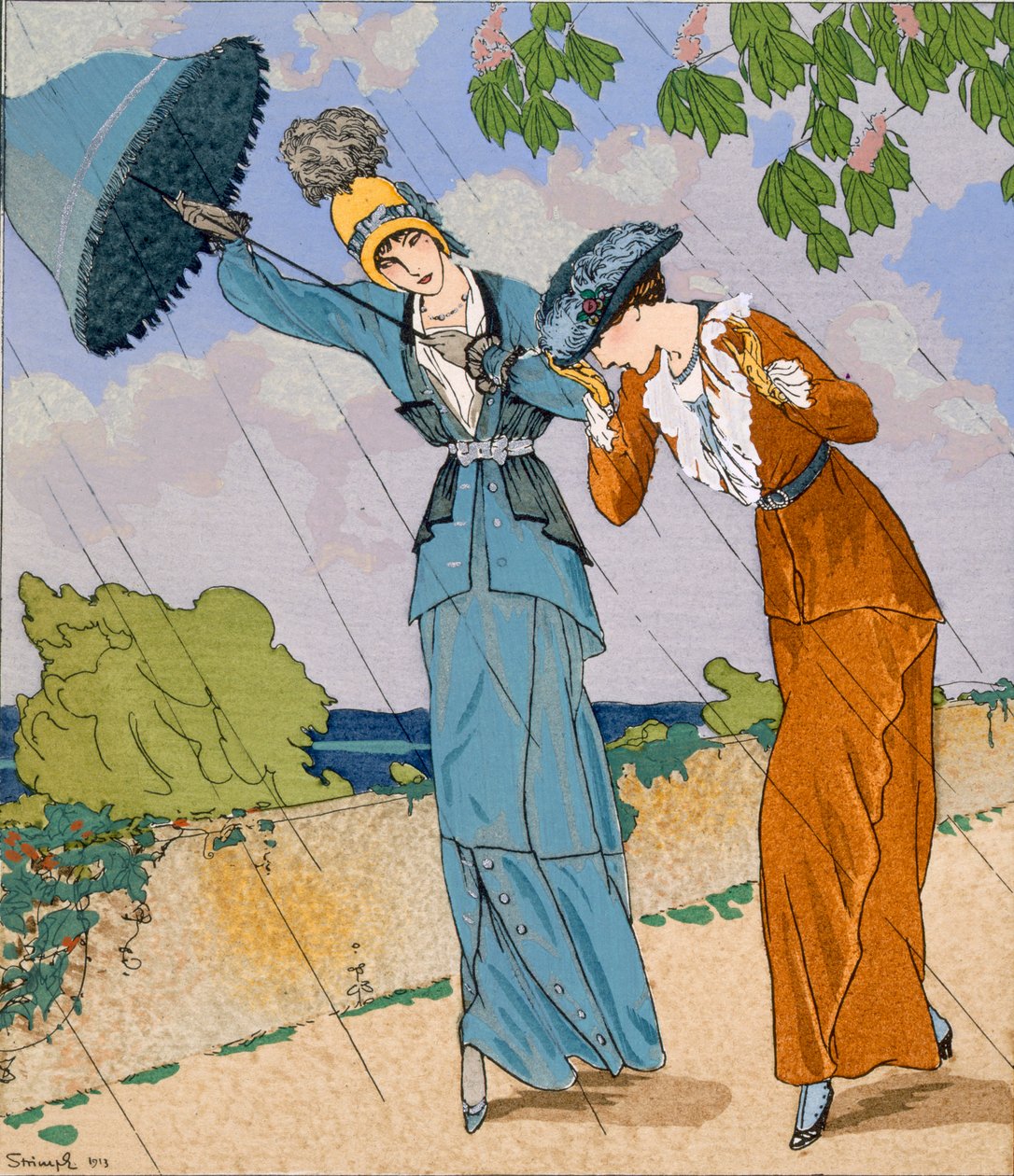 „Giboulee”, a Gazette du Bon Ton VII. 1913. április 6. (színes litó) alkotó: Ludvik Strimpl