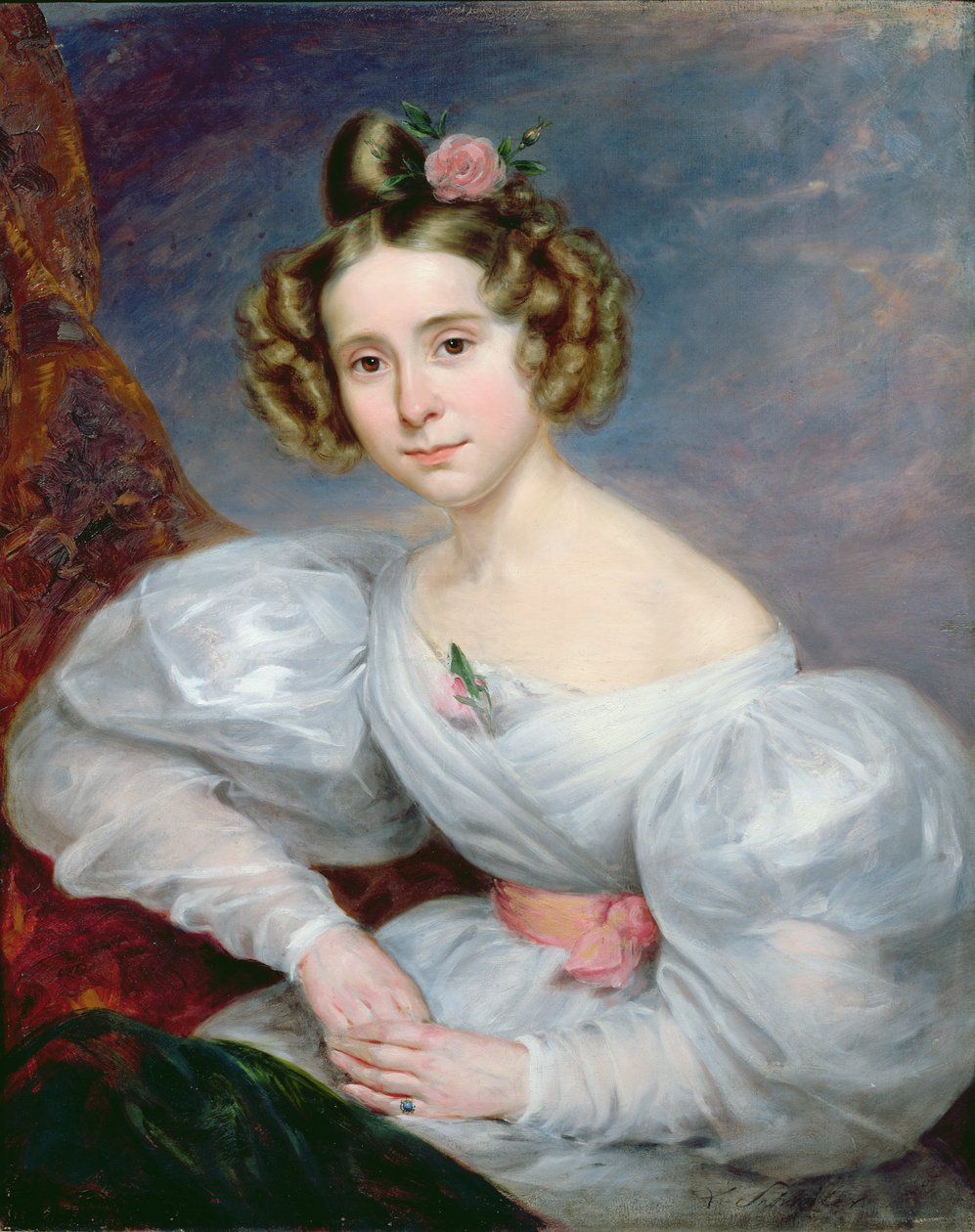 Fiatal nő portréja, 1833-34 körül alkotó: Ludwig August or Louis August Schwiter