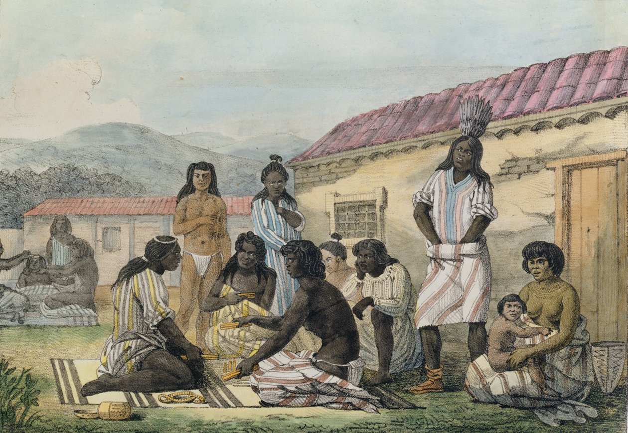 A kaliforniai bennszülöttek által játszott játék, a Jean Pierre Norblin (1745-1830) által metszett "Voyage Pittoresque Autour du Monde" című, 1822-ben megjelent kötetből. alkotó: Ludwig Choris