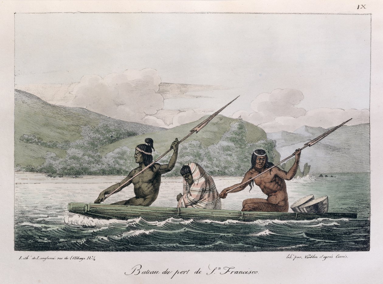 Hajó San Francisco kikötőjéből, a „Voyage Pittoresque Autour du Monde”-ból, Jean Pierre Norblin (1745-1830) metszete, 1822-ben megjelent alkotó: Ludwig Choris