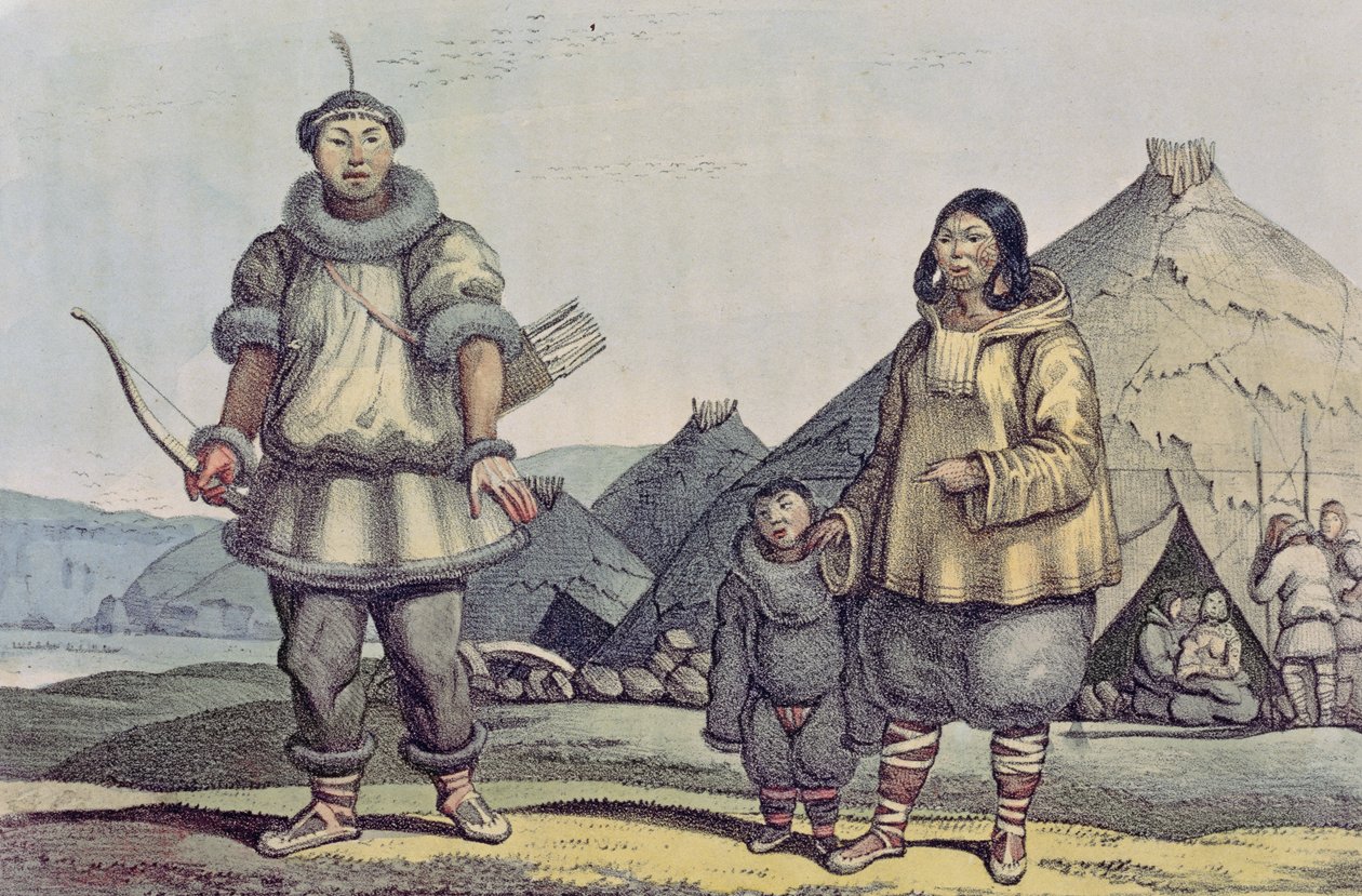 Csukcsok és otthonaik a „Voyage Pittoresque Autour Du Monde”-ból, 1822 alkotó: Ludwig Choris
