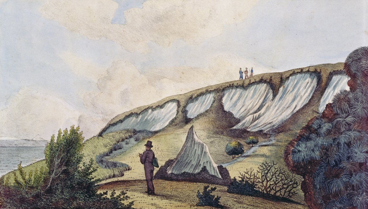 A Kotzebue-öböl gleccserei, Kamcsatkán, a "Voyage Pittoresque Autour Du Monde", 1822-ből. alkotó: Ludwig Choris
