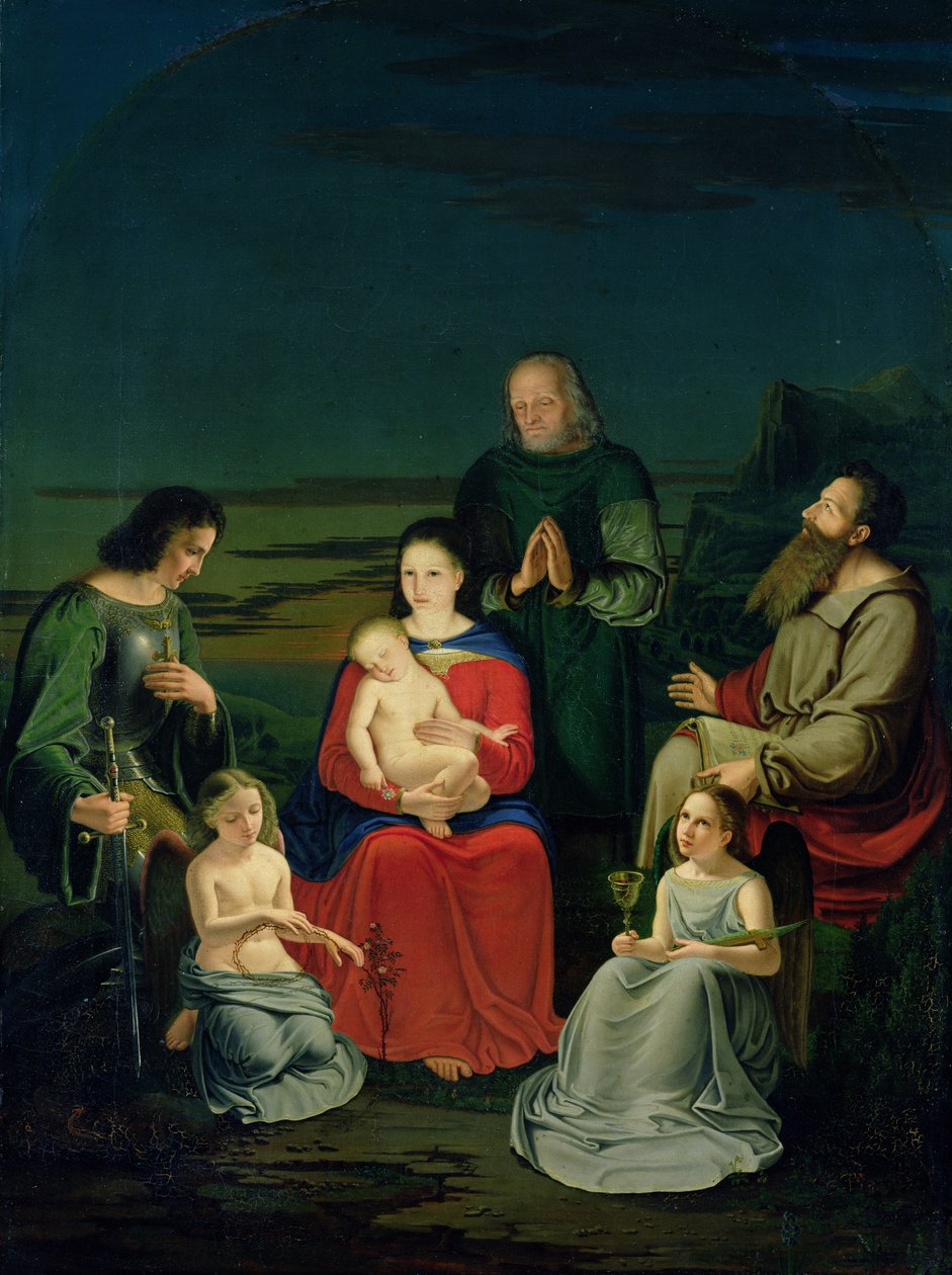 Szent Család angyalokkal és szentekkel, 1824 körül alkotó: Ludwig Emil Grimm