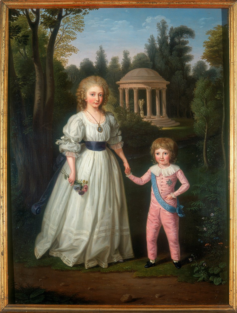 Dupla portré, Marie Antoinette francia királynő gyermekei a szabadban alkotó: Ludwig Guttenbrunn
