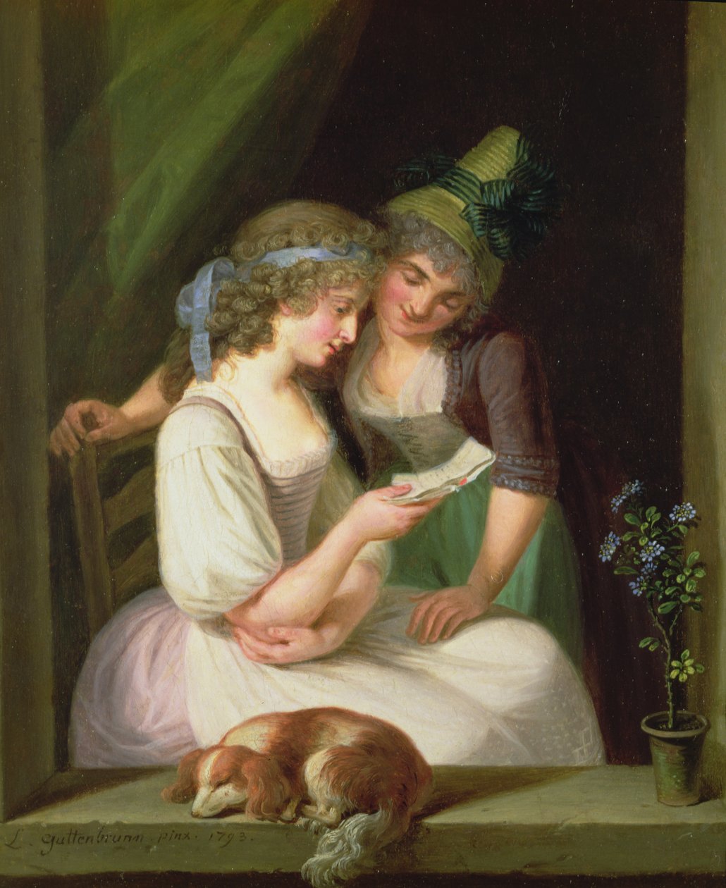 Két nő levelet olvas alkotó: Ludwig Guttenbrunn