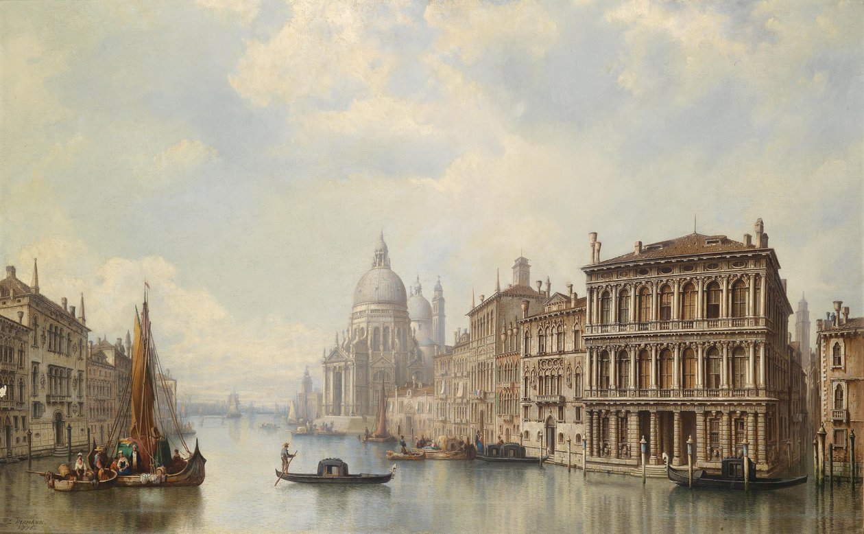 Velence, kilátás a Santa Maria della Salute-ra alkotó: Ludwig Hermann