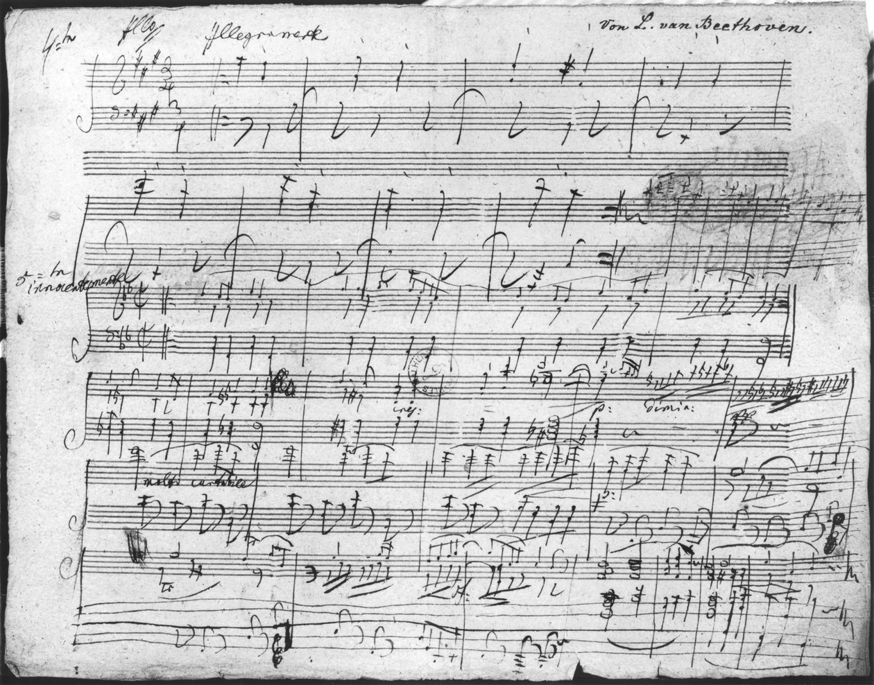 Autográf pontozólap a 10. Bagatelle 119. opushoz alkotó: Ludwig van Beethoven