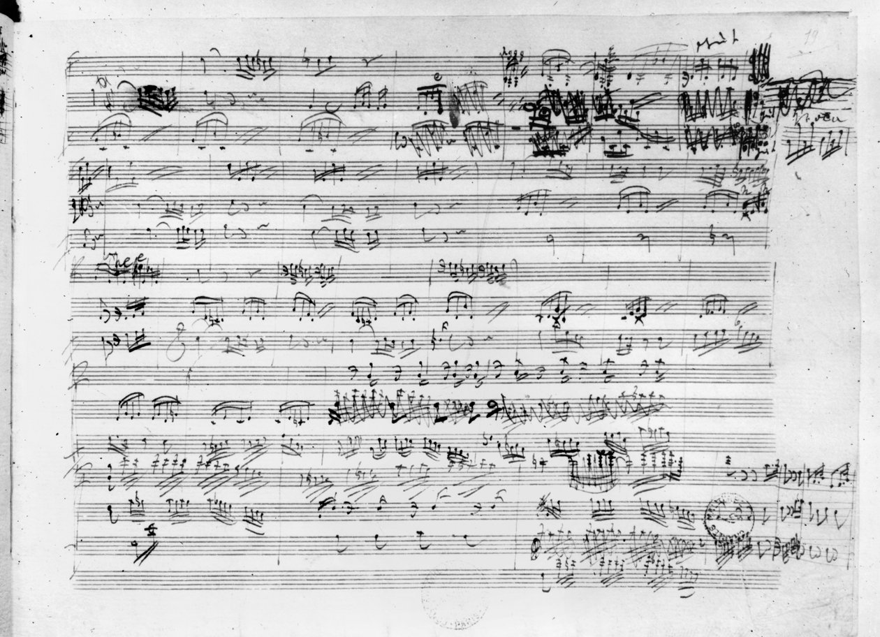 Autogram pontozólap a Trio mi bemol opus 3-hoz alkotó: Ludwig van Beethoven